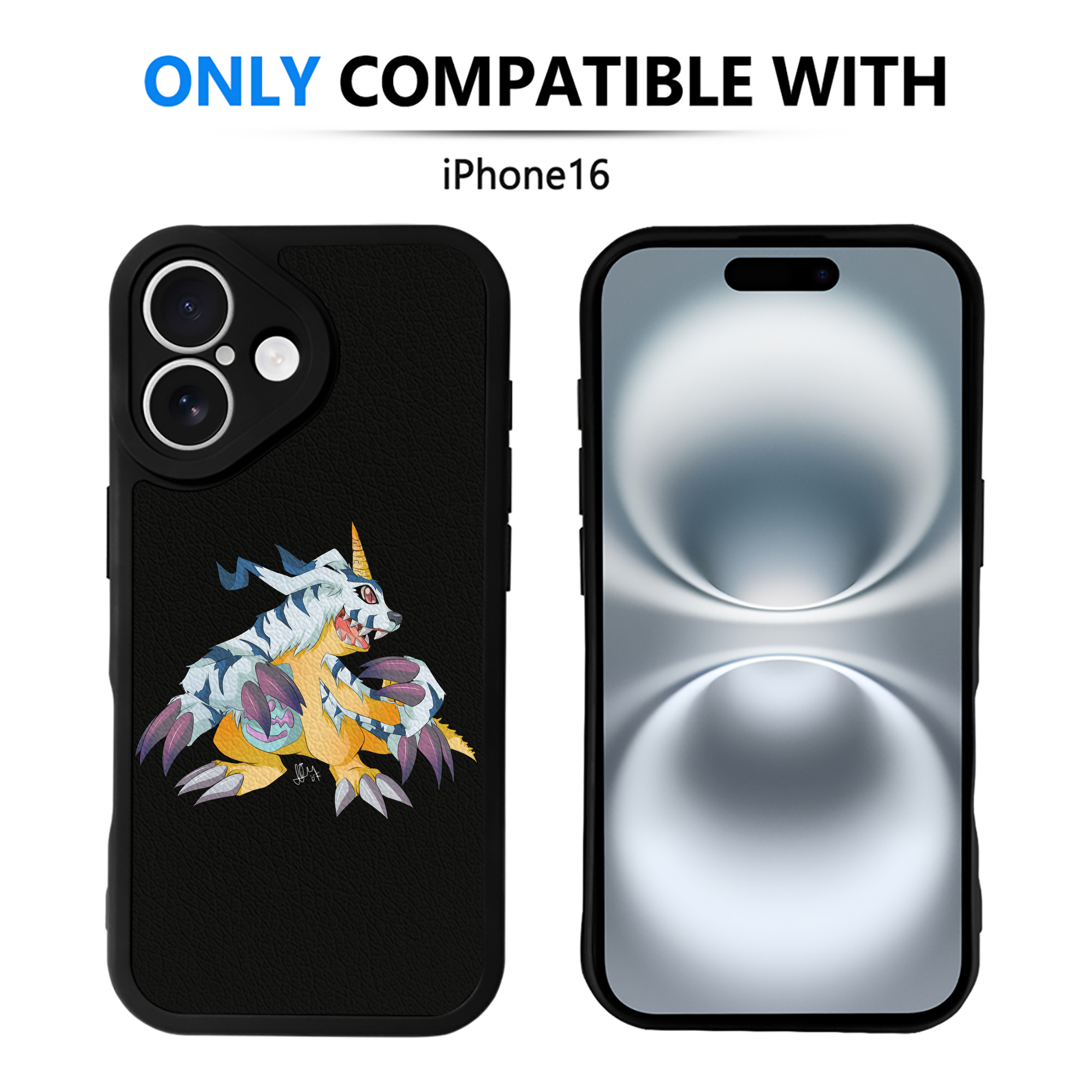 （画像用） Digimon デジタルモンスター/デジモン 【iPhone 16シリーズ対応】シリコンスマホケース（レザー調） 材質：シリコン
